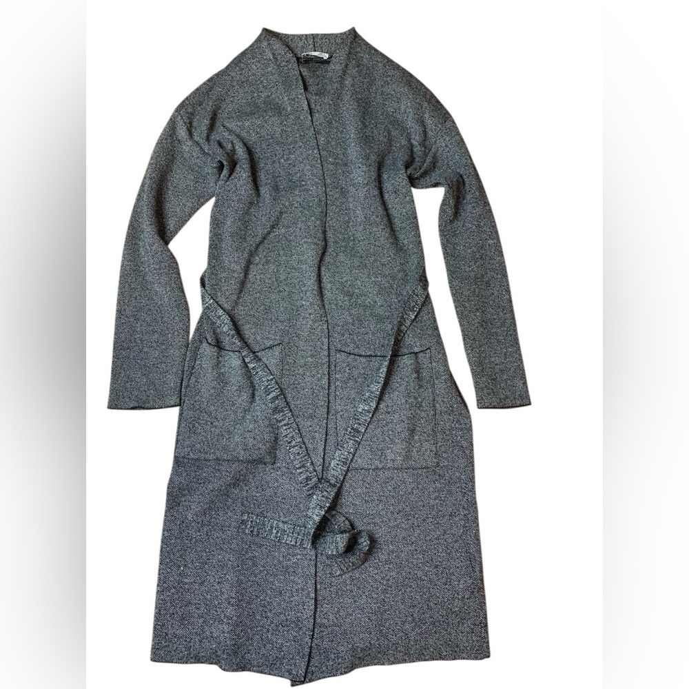 Dex Grey Knit Longline Belted Cardigan | Size Small